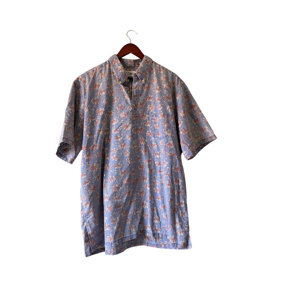 80s/90s Reyn Spooner Commemorative Classics Blue Reverse Print Popover Shirt XL